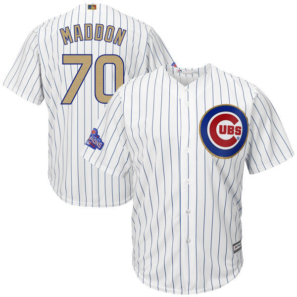 2017 MLB Chicago Cubs #70 Maddon CUBS White Gold Program Game Jersey
